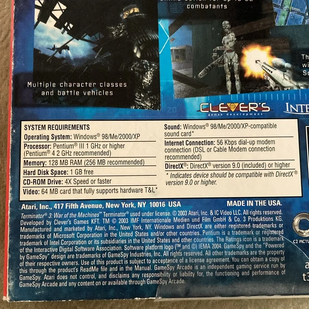 Atari Terminator 3 War of the Machines CD-Rom Game